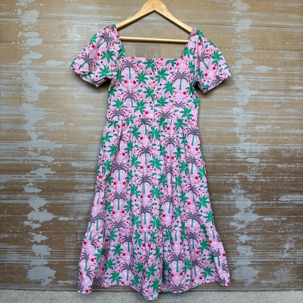 Boden Posy Floral Palm Square Neck Dress Preppy Boho Vacation Womens 4